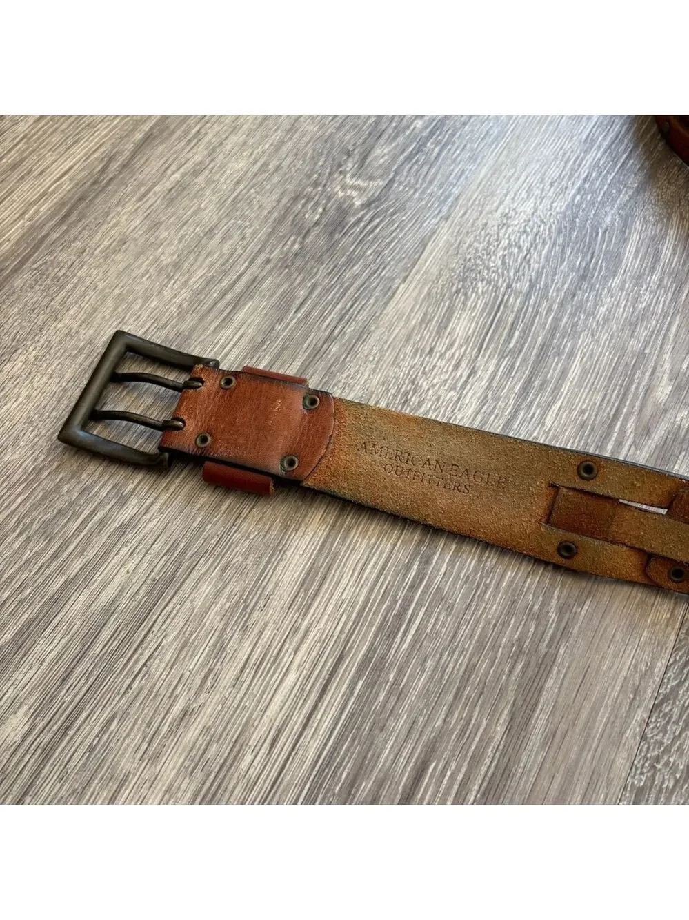 Vintage Y2K American Eagle Outfitters Brown Leather Belt Size S